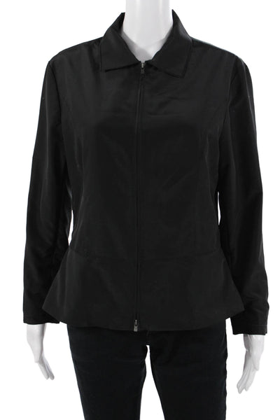 Armani Collezioni Women Windbreaker Black Zip Polyester Long Sleeve Size S