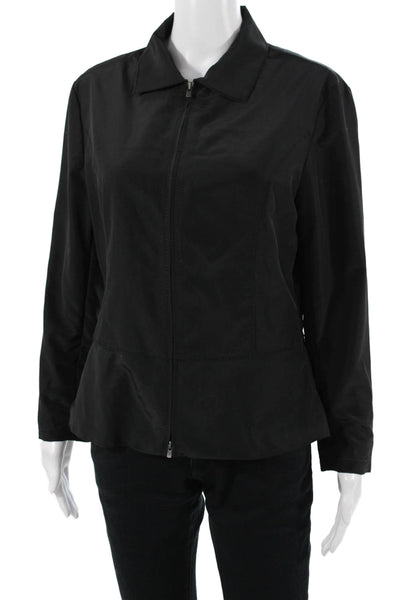 Armani Collezioni Women Windbreaker Black Zip Polyester Long Sleeve Size S