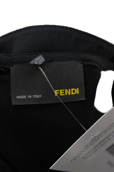 Fendi Women Black Sleeveless Shift Dress Round Neck Polyester Blend Size XS