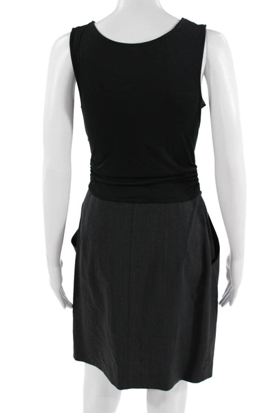 Theory Women Sheath Dress Black Wool Sleeveless Round Neck Zip Size 2