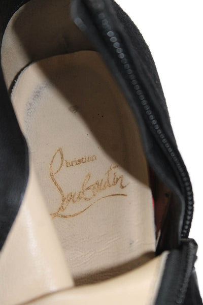 Christian Louboutin Womens Suede Wedge Heeled Ankle Boots Black Size 6