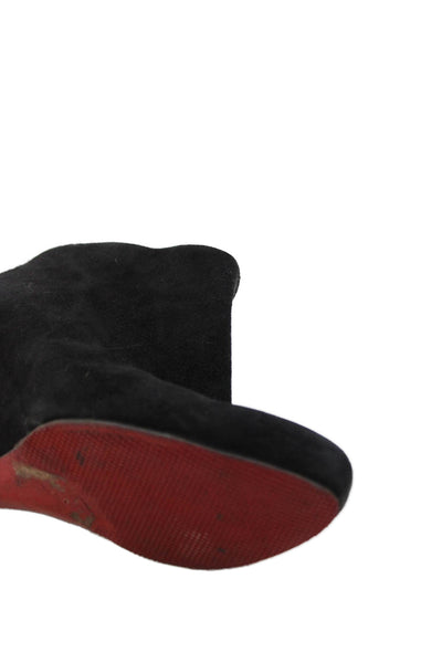 Christian Louboutin Womens Suede Wedge Heeled Ankle Boots Black Size 6
