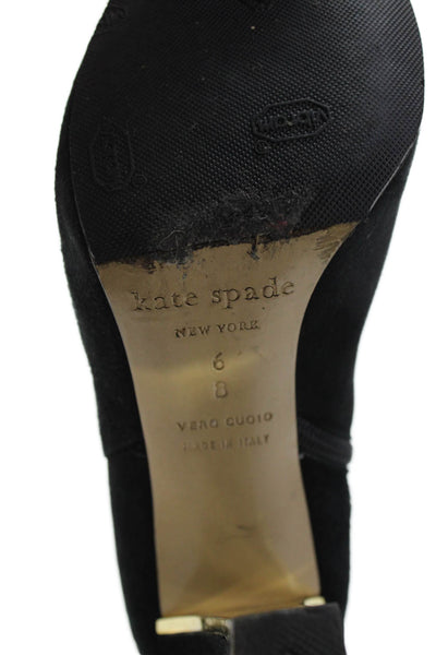 Kate Spade Womens Suede Side Zippered Heeled Booties Black Size 6
