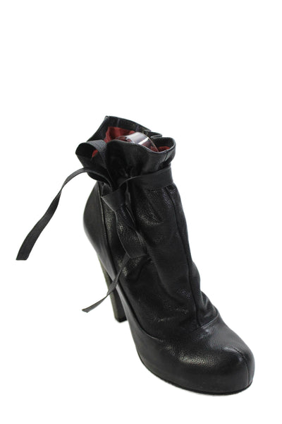 Marc By Marc Jacobs Womens Leather Gathered Ankle Heeled Boots Black Size 6