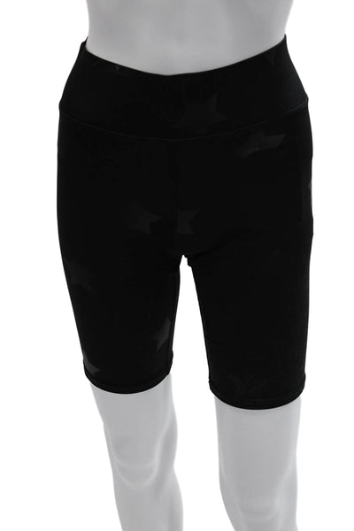 Terez Unisex Biker Stars Black Shorts 85% Nylon 15% Spandex Size S