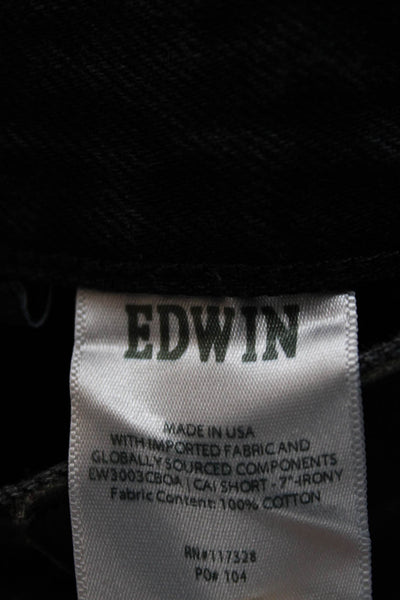 Edwin Mens Bermuda Shorts Black 100% Cotton Button Closure 90s Size 32