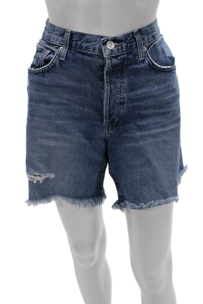 Edwin Women Bermuda Shorts Dark Blue 100% Cotton Button Size 32