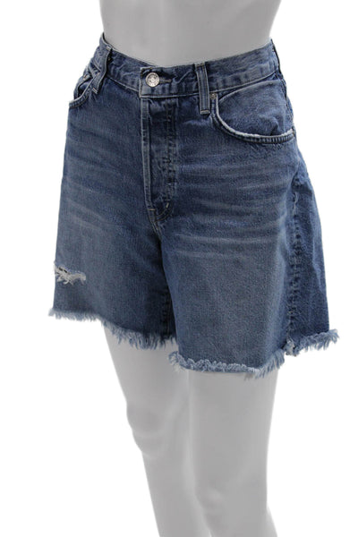 Edwin Women Bermuda Shorts Dark Blue 100% Cotton Button Size 32