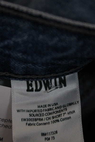 Edwin Women Bermuda Shorts Dark Blue 100% Cotton Button Size 32