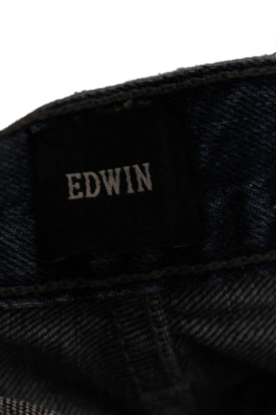 Edwin Women Bermuda Shorts Dark Blue 100% Cotton Button Size 32