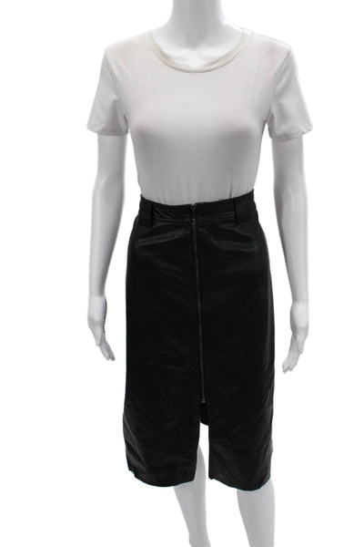 Bailey 44 Womens Straight Pencil Skirt Black Polyurethane Midi Size L
