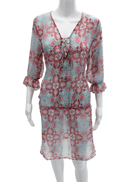 Antica Sartoria By Giacomo Cinque Womens Kaftan Light Blue Paisley Size One
