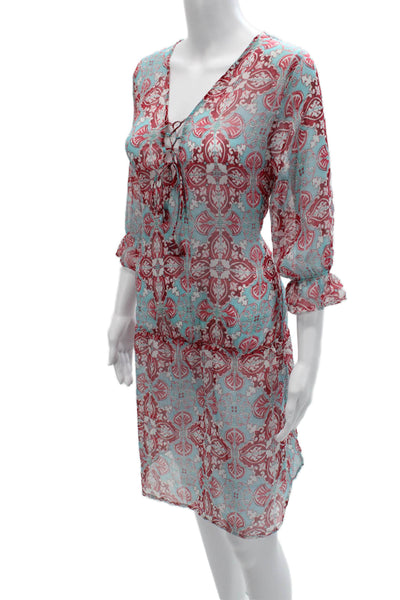 Antica Sartoria By Giacomo Cinque Womens Kaftan Light Blue Paisley Size One