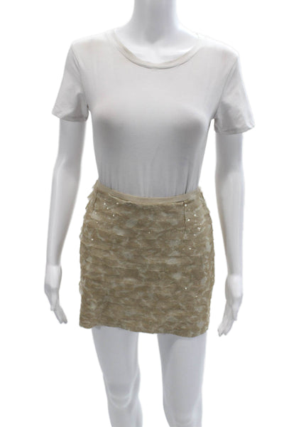 Chan Luu Women Beige Mini Pencil Skirt 100% Viscose Size S