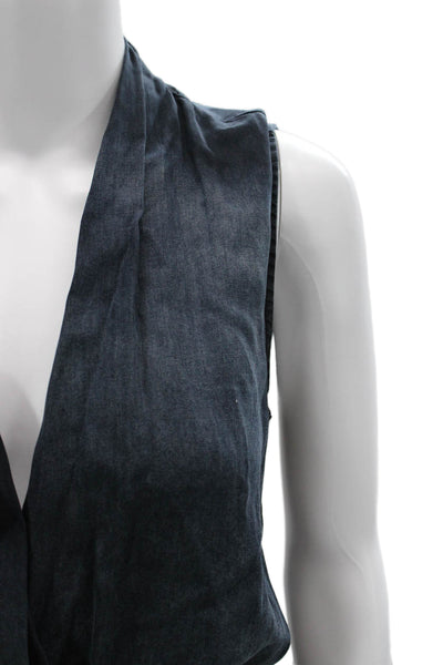 Bella Dahl Womens Dark Blue V-Neck Sleeveless Jumpsuit 100% Tencel Size S
