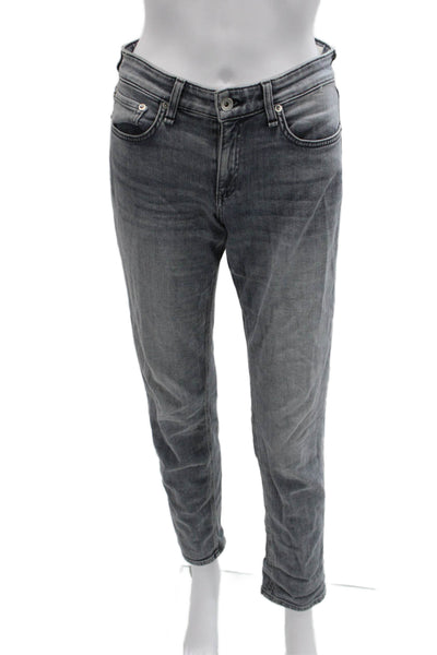 Rag & Bone Unisex Cropped Straight Jeans Gray Mid-Rise 100% Cotton Size 24