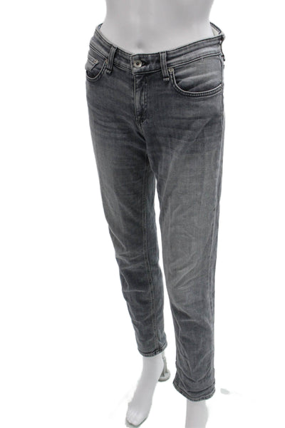 Rag & Bone Unisex Cropped Straight Jeans Gray Mid-Rise 100% Cotton Size 24