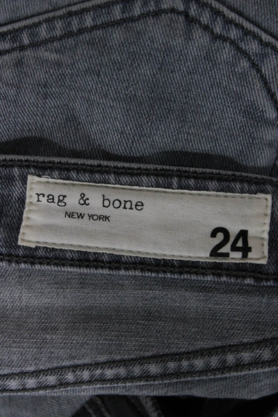 Rag & Bone Unisex Cropped Straight Jeans Gray Mid-Rise 100% Cotton Size 24
