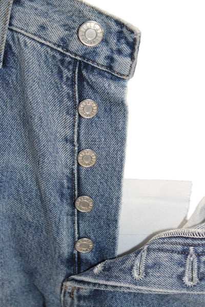 Agolde Unisex Straight Cropped Mid-Rise Blue Organic Cotton Jeans Size 25