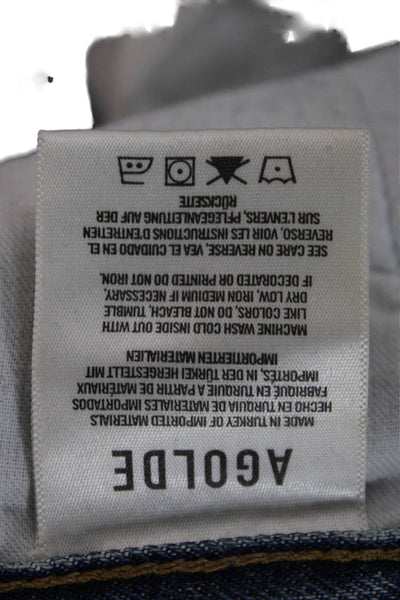 Agolde Unisex Straight Cropped Mid-Rise Blue Organic Cotton Jeans Size 25