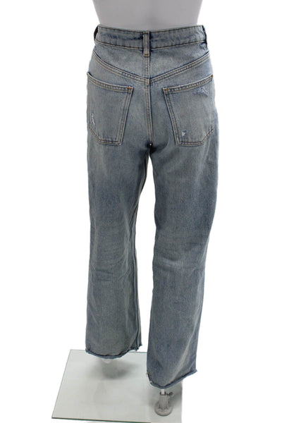 Zara Unisex Wide Leg Straight Jeans Gray Mid Rise Size 28