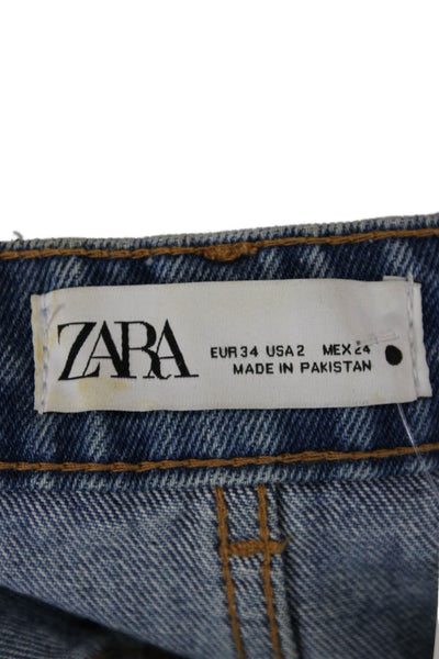 Zara Unisex Wide Leg Straight Jeans Gray Mid Rise Size 28