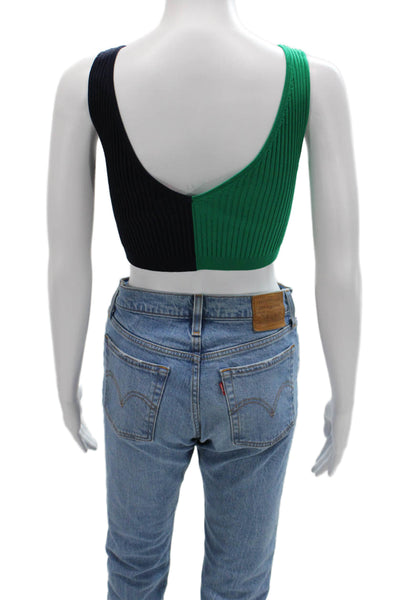 Staud Womens Crop Top Multicolor V-Neck Sleeveless Size XS