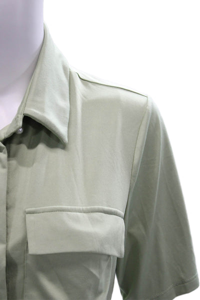 Kimberly Taylor Womens Cropped Button-Up Collared Short Sleeve Green Size S