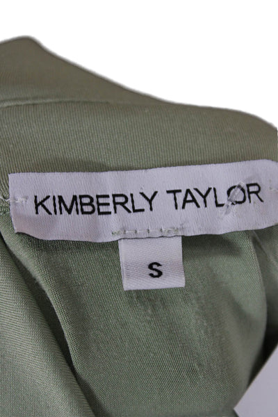 Kimberly Taylor Womens Cropped Button-Up Collared Short Sleeve Green Size S