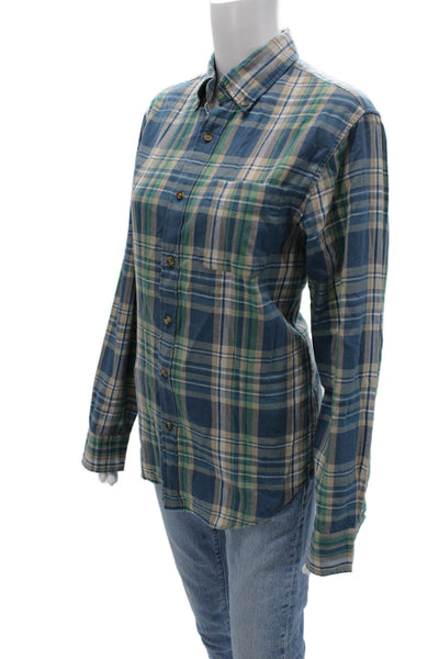 J Crew Mens Button-Down Plaid Cotton Collared Long Sleeve Blue Size S