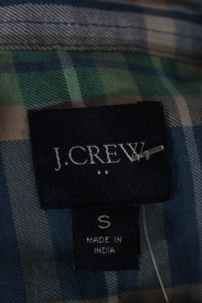 J Crew Mens Button-Down Plaid Cotton Collared Long Sleeve Blue Size S