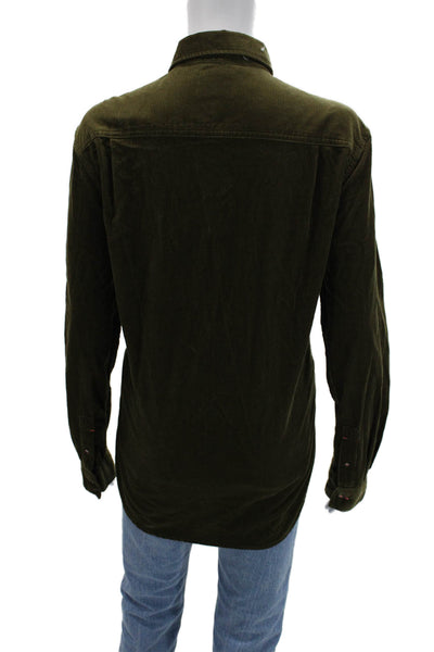 Scotch & Soda Unisex Green Cotton Collared Button-Up Long Sleeve Basic Size S