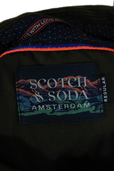 Scotch & Soda Unisex Green Cotton Collared Button-Up Long Sleeve Basic Size S