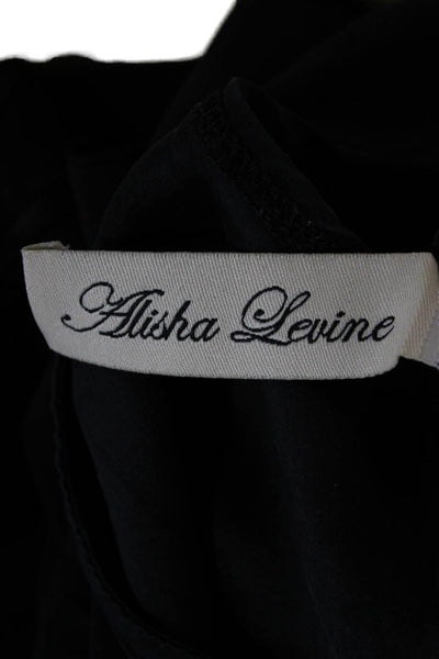 Alisha Levine Women Black Silk Square Neck Sleeveless Tank Bohemian Size XS