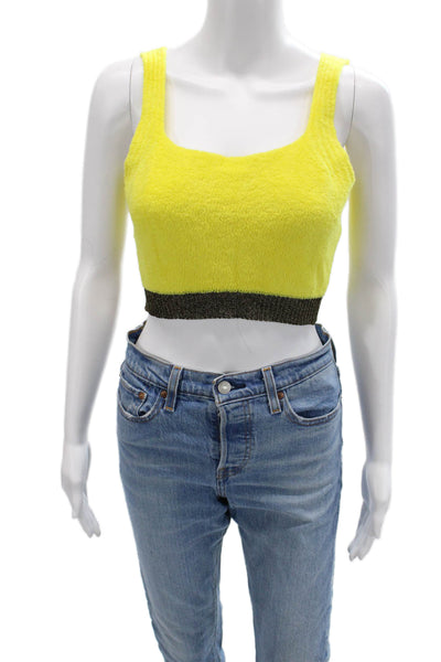 Pinko Womens Cropped Yellow Square Neck Sleeveless Tank 90s Size S