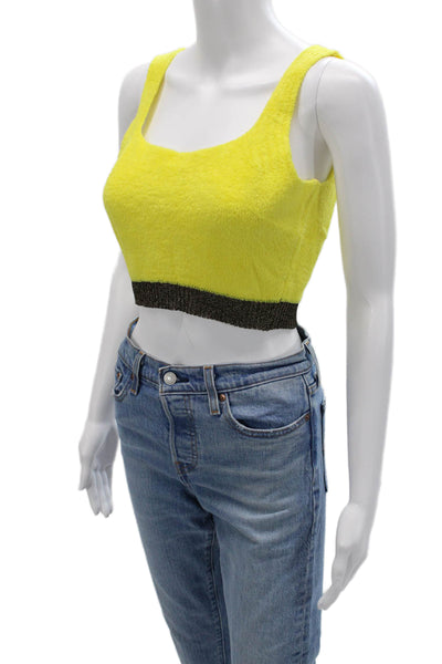 Pinko Womens Cropped Yellow Square Neck Sleeveless Tank 90s Size S