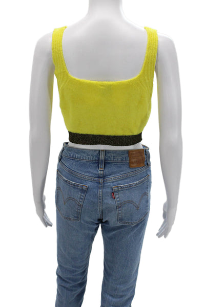 Pinko Womens Cropped Yellow Square Neck Sleeveless Tank 90s Size S