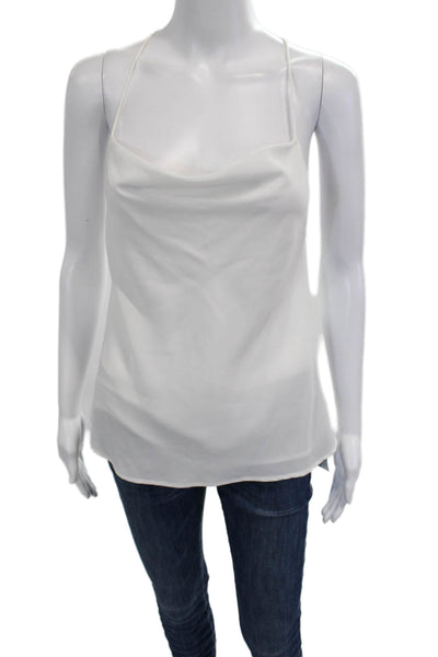 Decker Women White Camisole Tie Solid Polyester Sleeveless Size M
