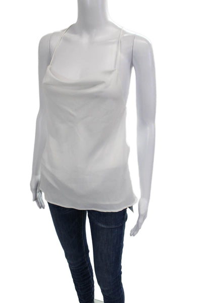 Decker Women White Camisole Tie Solid Polyester Sleeveless Size M