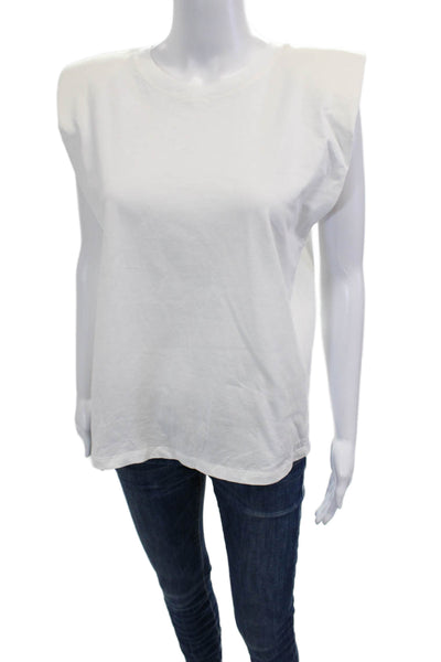 Zara Womens Basic White Cotton Sleeveless Crew Neck T-Shirt 80s Size S