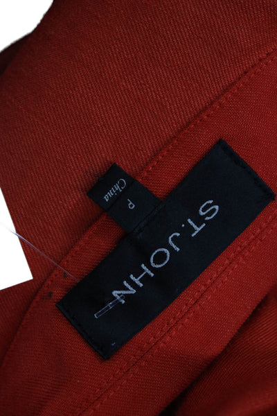 St. John Women Collared Snap Front Orange Linen Blend Jacket Size PP