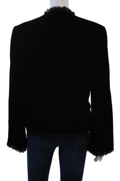 A.B. S by Allen Schwartz Women Black V-Neck Tie Blazer Long Sleeve Size 8