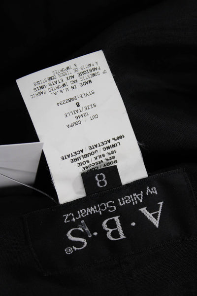 A.B. S by Allen Schwartz Women Black V-Neck Tie Blazer Long Sleeve Size 8
