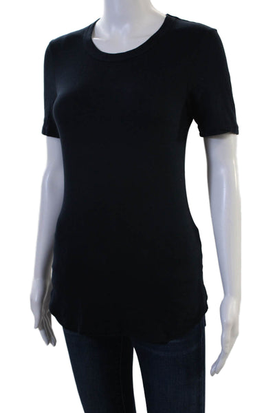 Standard James Perse Womens Black T-Shirt Crew Neck Cotton Lycra Size 3
