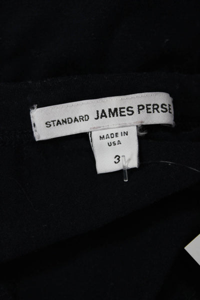 Standard James Perse Womens Black T-Shirt Crew Neck Cotton Lycra Size 3
