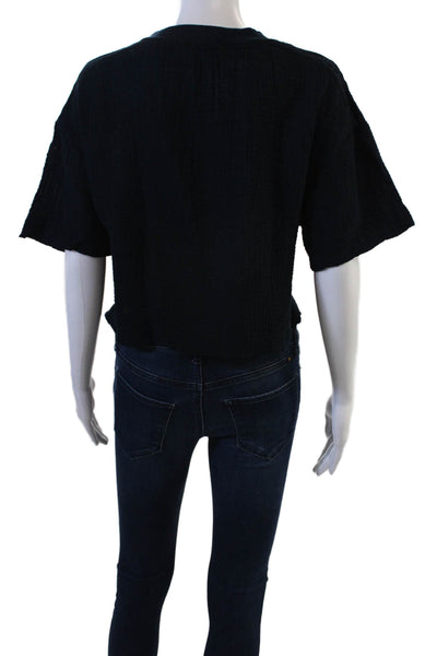 Stateside Womens Cropped Black Cotton Crew Neck Short Sleeve T-Shirt Size S