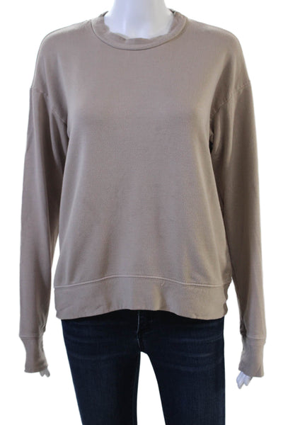 Stateside Womens Pullover Sweatshirts Beige Long Sleeve Crew Neck Size S