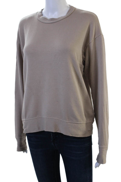 Stateside Womens Pullover Sweatshirts Beige Long Sleeve Crew Neck Size S