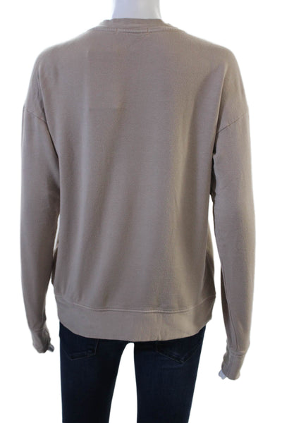 Stateside Womens Pullover Sweatshirts Beige Long Sleeve Crew Neck Size S