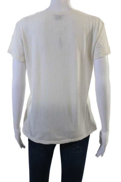 Theory Womens Basic White Cotton Viscose Round Neck Short Sleeve T-Shirt Size S